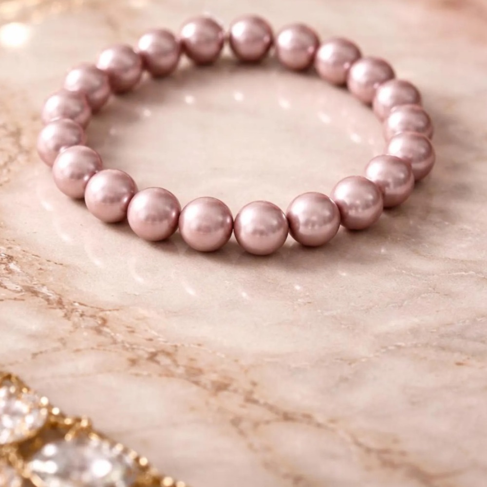 lavender- Pink natural freshwater Pearl Stretch Bracelet